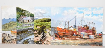 Lot 1489 - EDGAR HODGES (1928-2025); four oils on board...