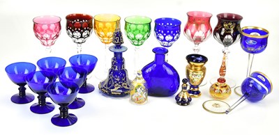Lot 1468 - A collection of coloured glass including a set...