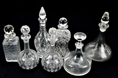 Lot 1453 - A collection of seven decanters including a...