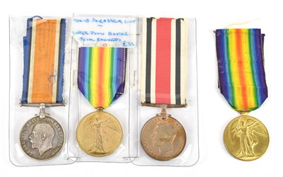 Lot 1204 - Three WWI medals comprising 1914-18 British...