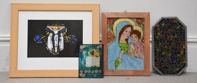 Lot 176 - Two modern stained glass windows, larger 31 x...