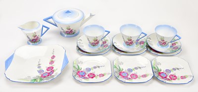 Lot 1413 - SHELLEY; an Art Deco Eve shaped tea service,...