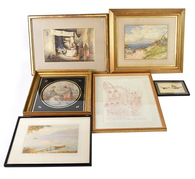 Lot 1740 - UNATTRIBUTED; watercolour, seated lady in...