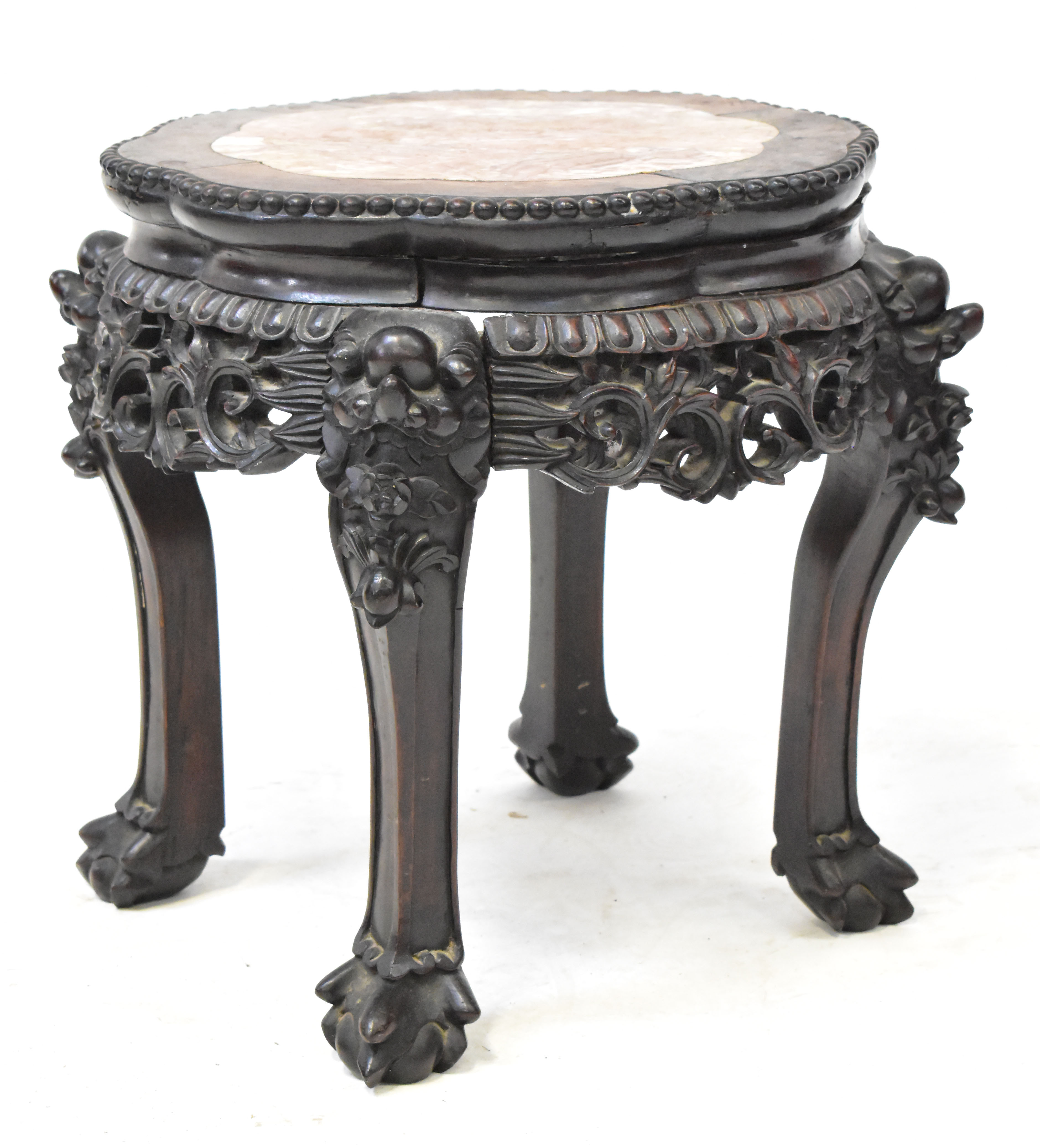 Lot 74 - A Chinese rosewood marble-topped jardinière
