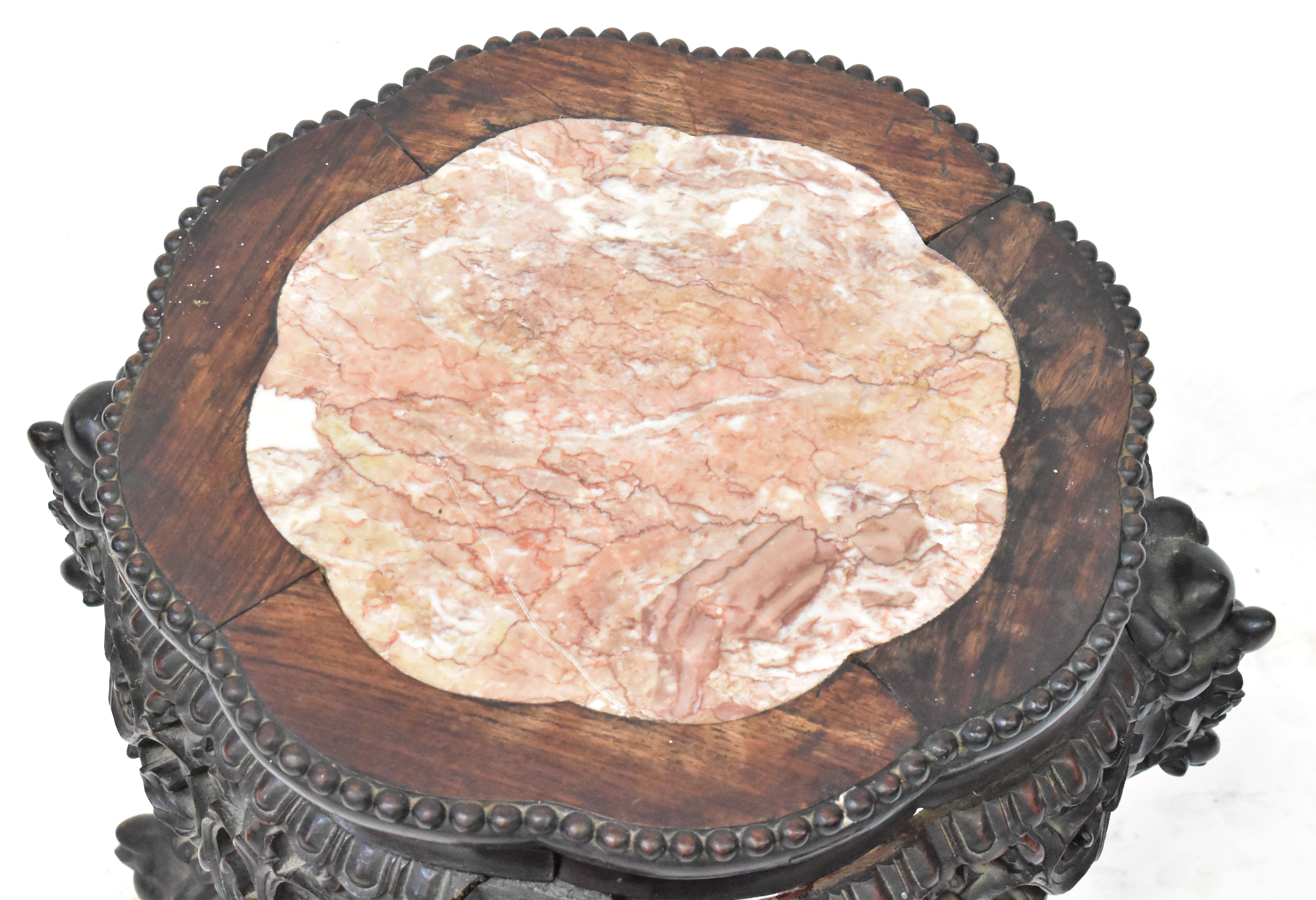 Lot 74 - A Chinese rosewood marble-topped jardinière