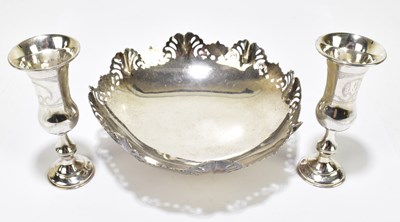 Lot 1119 - VINERS LTD; a George V hallmarked silver pedestal bowl with pierced decoration