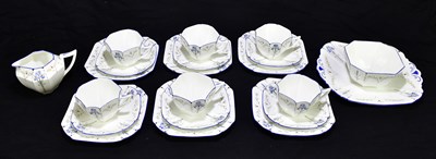 Lot 1312 - SHELLEY; a six setting 'Blue Iris' pattern tea...