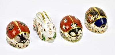 Lot 1707 - ROYAL CROWN DERBY; four animal form...