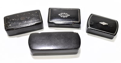 Lot 6 - Four Victorian papier-mâché snuff boxes