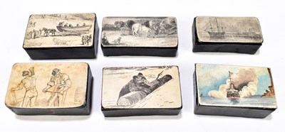 Lot 15 - Six reproduction snuff boxes of rectangular form