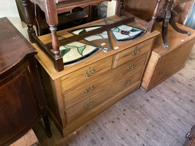 Lot 23 - An old pine chest of two short over three long...