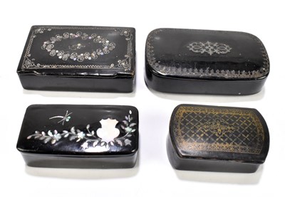 Lot 43 - Three Victorian papier-mâché snuff boxes