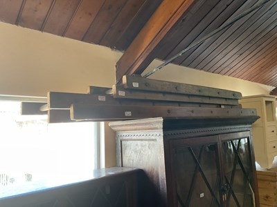 Lot 31 - Four pairs of wooden stepladders, height of...