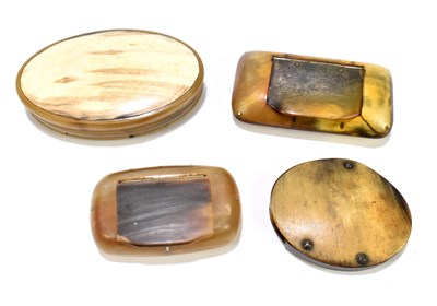 Lot 46 - Three 19th century horn snuff boxes