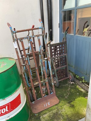 Lot 118 - Five vintage metal sack trucks (5)