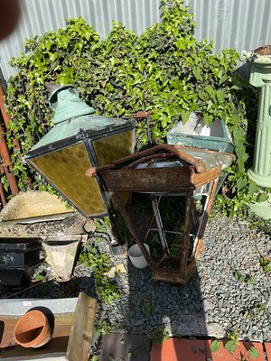 Lot 130 - Three painted metal lights, including an...