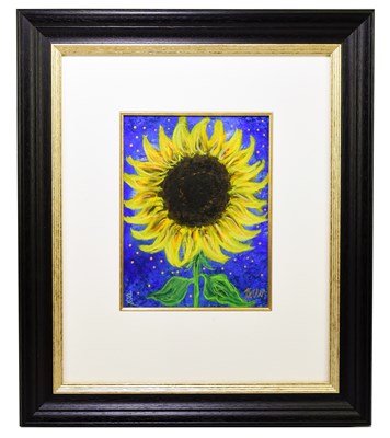 Lot 706 - KELLY JANE; pastel, a sunflower, signed lower...