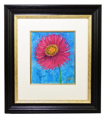 Lot 707 - KELLY JANE; pastel, a stylised flower, signed...
