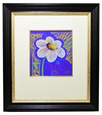 Lot 709 - KELLY JANE; pastel, a stylised flower, signed...