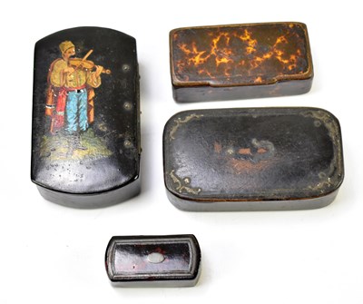 Lot 32 - Four 19th century papier-mâché snuff boxes