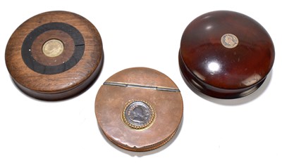 Lot 23 - A 19th century copper snuff box of circular form
