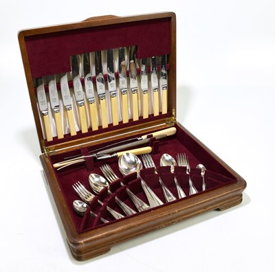 Lot 1020 - A mahogany cased canteen of silver plated...