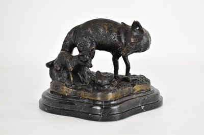Lot 589 - AFTER FRATIN; a bronze sculpture of a fox with...