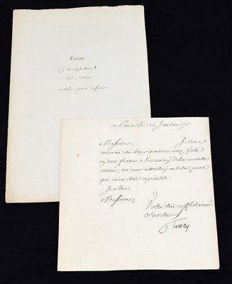 Lot 829 - An 18th century hand written letter signed...