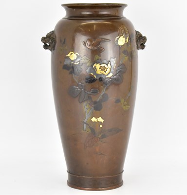 Lot 575 - A Meiji period Japanese bronze vase of ovoid...