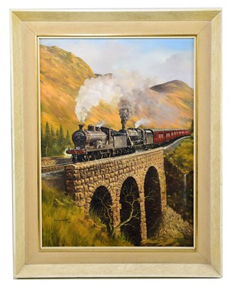 Lot 793 - J L CHAPMAN; oil on board, locomotive and...