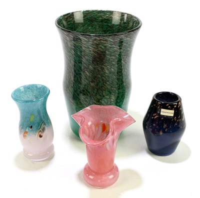 Lot 1453 - STRATHEARN; a green glass vase with flared...