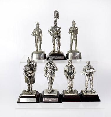 Lot 431 - Five plated military figures comprising two...