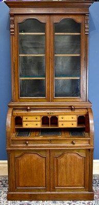 Lot 1540 - A Victorian mahogany pier bookcase, the upper...