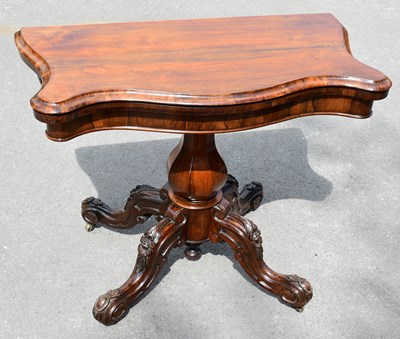 Lot 1542 - A 19th century rosewood card table, the...