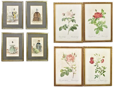 Lot 686 - A set of four Redouté Rose prints, and a set...