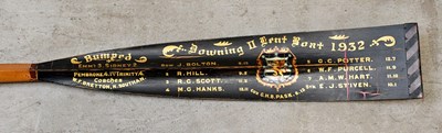 Lot 1099 - E. NORRIS; a painted oar for Downing II Dent...