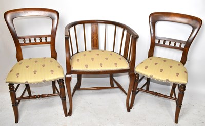 Lot 1651 - An Edwardian inlaid mahogany tub chair