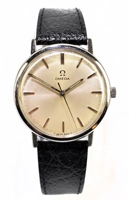 Lot 1306 - OMEGA; a gentleman's stainless steel wristwatch
