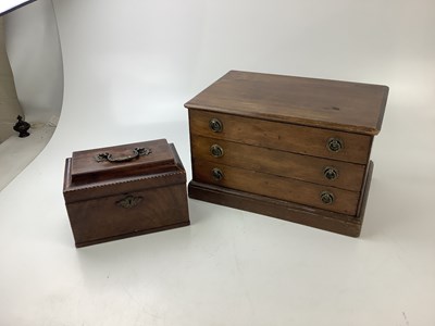 Lot 2038 - A mahogany tea caddy, together with a mahogany...