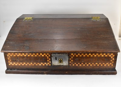 Lot 93 - A 17th century and later oak Bible box with...