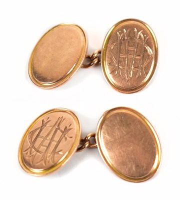 Lot 1517 - A pair of 9ct rose gold cuff links with...