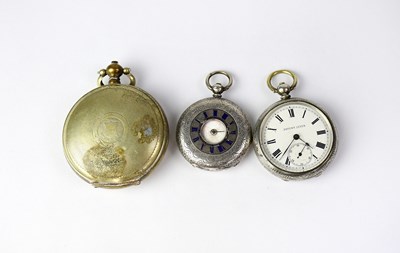 Lot 1385 - A silver open face pocket watch, the white...