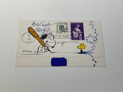 Lot 2137 - CHARLES SCHULZ; a first day cover bearing his...