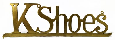 Lot 64 - K SHOES; a hanging brass advertising sign