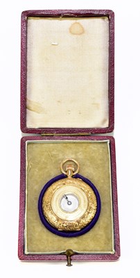 Lot 1284 - A 15ct yellow gold crown wind half hunter fob watch