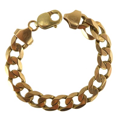 Lot 1173 - A 9ct gold flat curb bracelet with lobster...