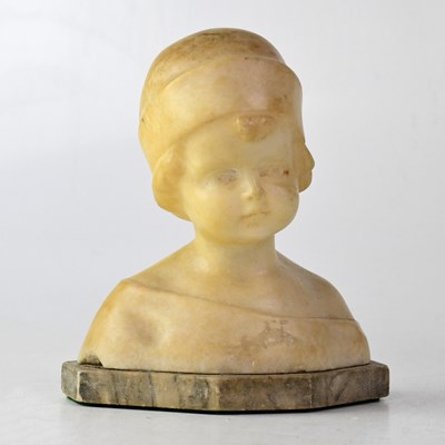 Lot 584 - DANIEL GREINER (1872-1943); an alabaster bust...