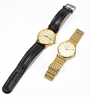 Lot 1321 - OMEGA; a gentleman's gold plated and steel back quartz Seamaster wristwatch