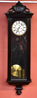 Lot 1481 - A late 19th century ebonised Vienna wall clock,...