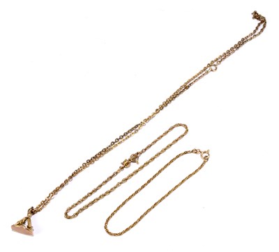 Lot 1232 - A 9ct yellow gold seal on a yellow metal curb link chain